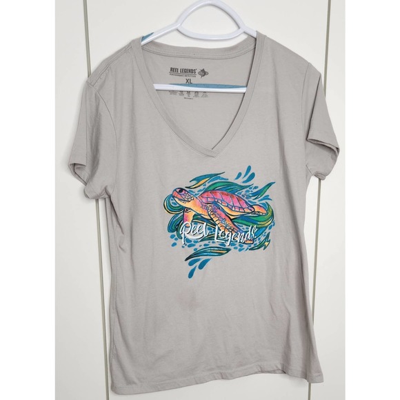 REEL LEGENDS XL gray, V-Neck Shirt - Picture 2 of 4